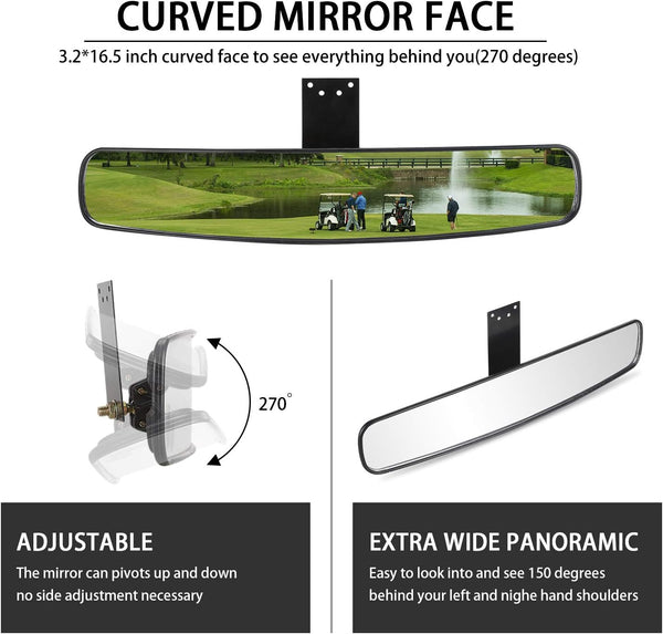 Extra Wide 270 Degree Adjustable Golf Cart Mirrors