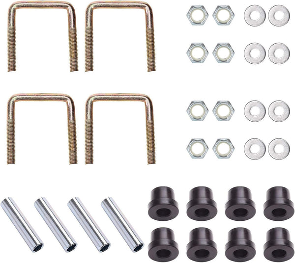 10L0L Golf Cart Heavy Duty Rear 3-Leaf Spring Kit with Bushings & Sleeves