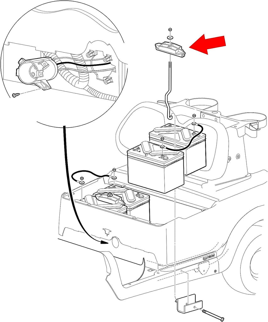 Golf Cart Battery Hold Down Plate with Rods Kit