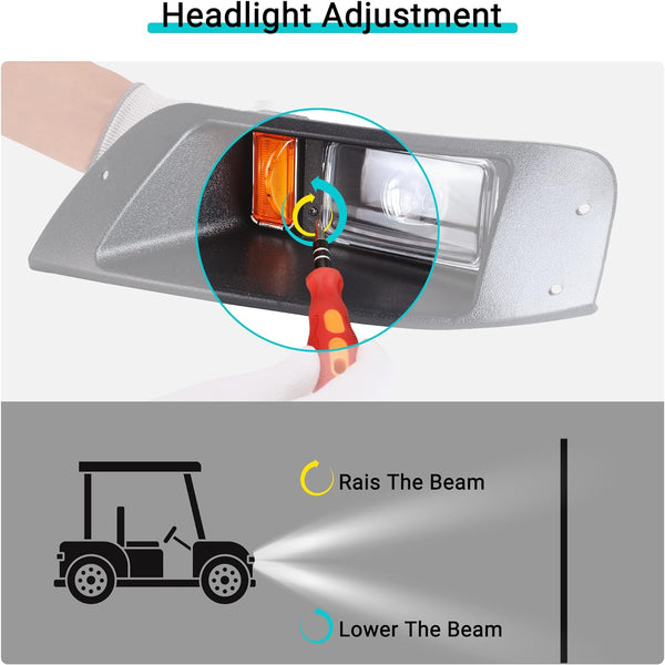 Golf Cart LED Light Kit for EZGO TXT 12V-48V 1995-2013 with Headlights and Tail Light|10L0L