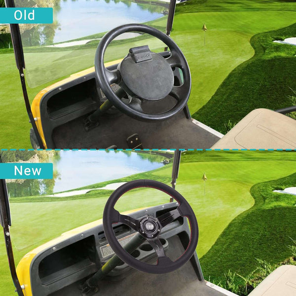Golf Cart Steering Wheel Easy to Install and Feels Good in Handling Carbon Black