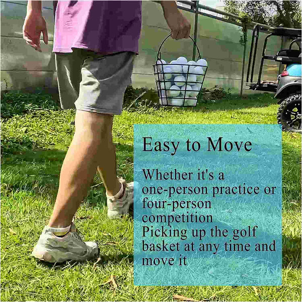Bucket of Golf Balls: Container that holds 50 golf balls with handles for easy practice
