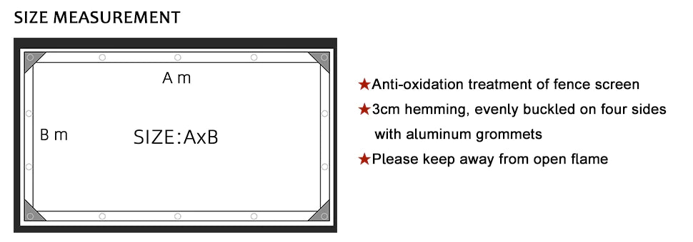 SUNLAX WATERPROOF BALCONY SCREEN SIZE MEASUREMENT