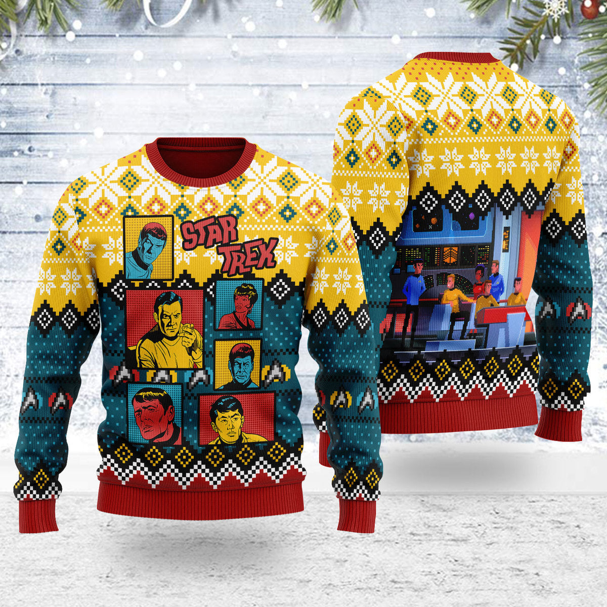 Star Trek The Original Series Retro Character Squares Christmas - Sweater - Ugly Christmas Sweater