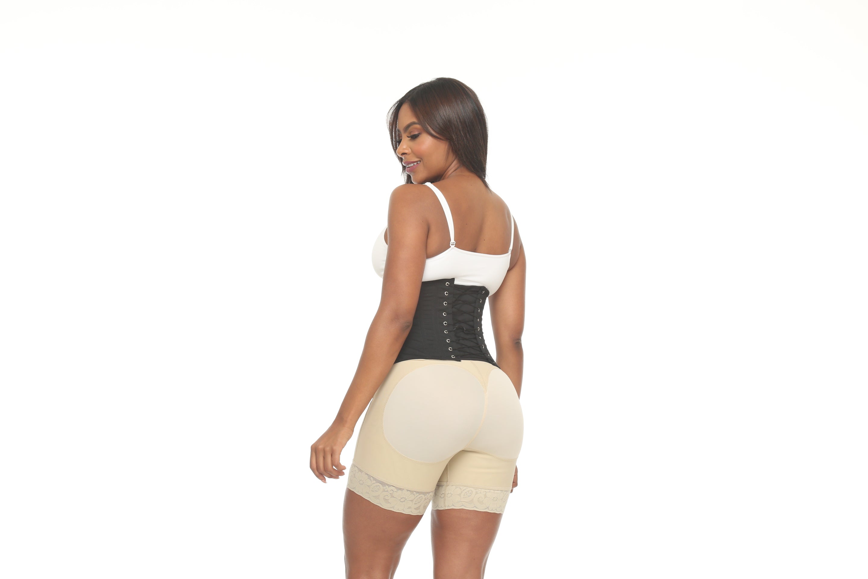 1722-Short Cotton Corset With Tightened Lace