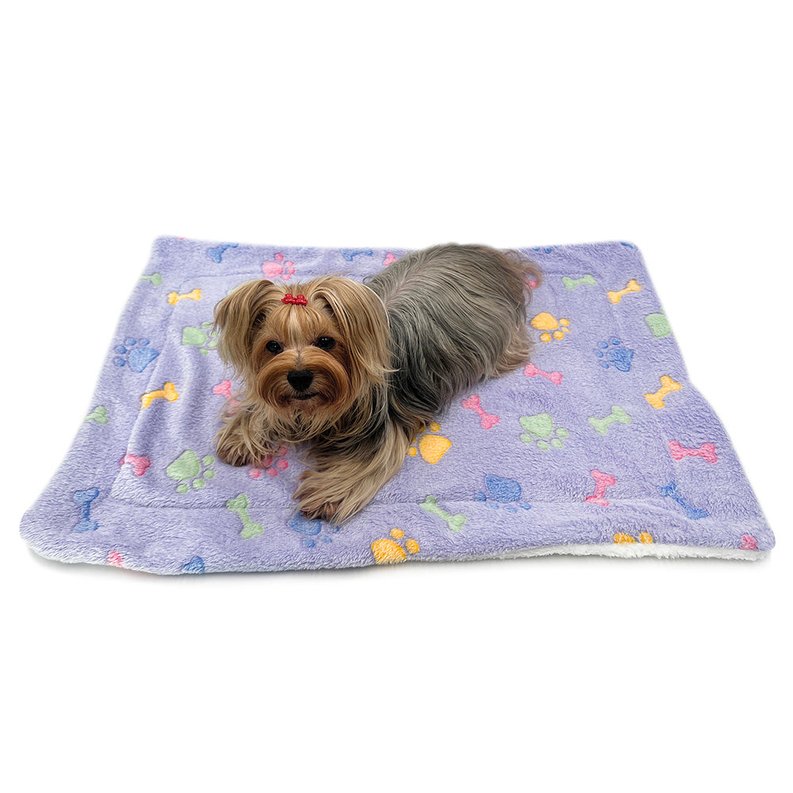 Ultra Plush Lavender Blanket with Colorful Bones/Paws Pattern