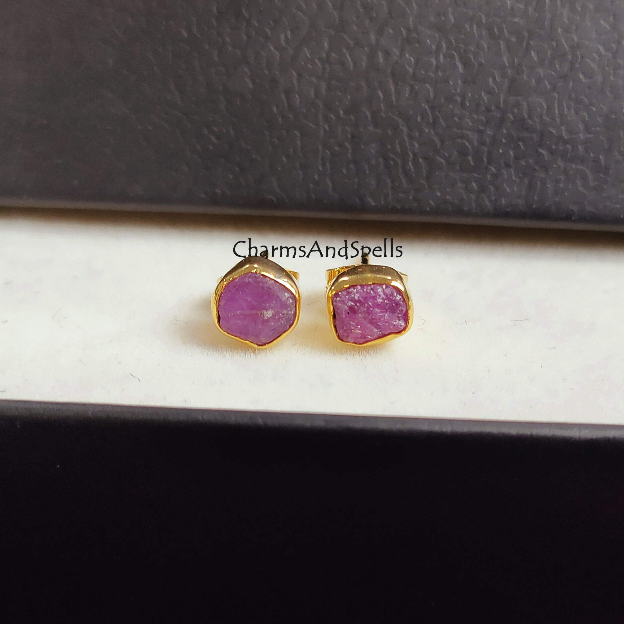 Mini Raw Ruby Earrings, Ruby Earrings, July Birthstone, Wedding Gift for Women, Tiny Stud Earrings, Dainty Earrings, Minimalist Stud Earring