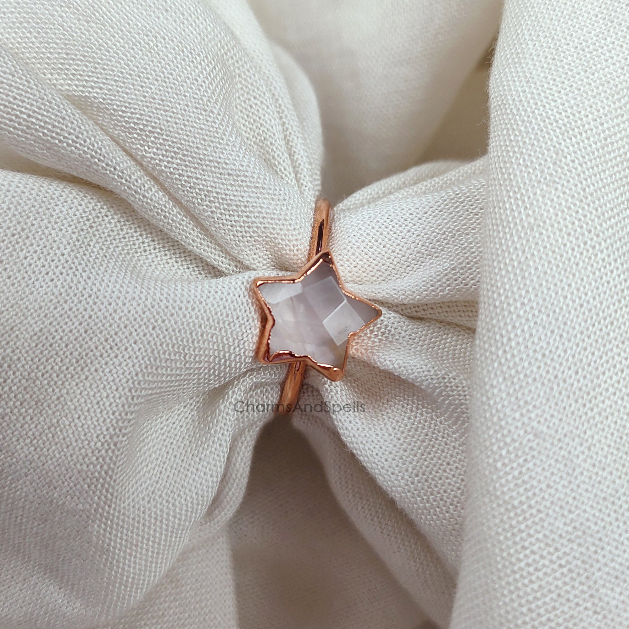 Natural Rose Quartz Ring, Electroplated Ring, Bohemian Jewelry, Handmade Pink Gemstone Jewelry, Statement Ring,( Write Your Required Ring Size In Message)