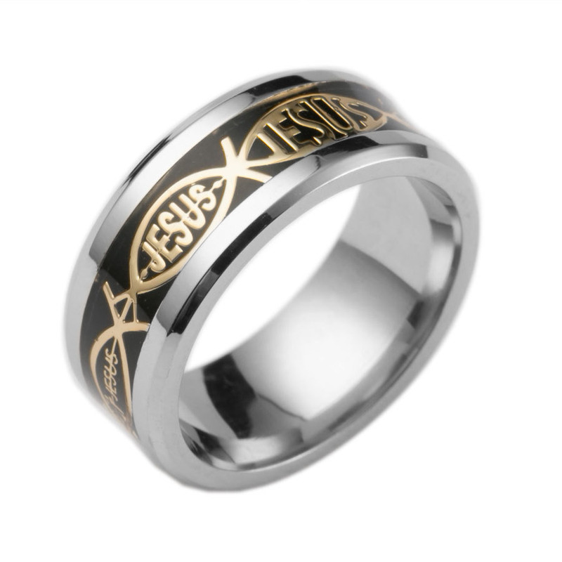 Jesus Cross Ring For Men Stainless Steel