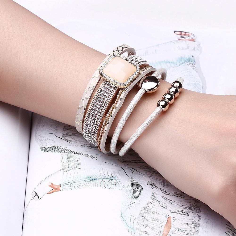 Leather Magnetic Bracelet Women Girls Gift