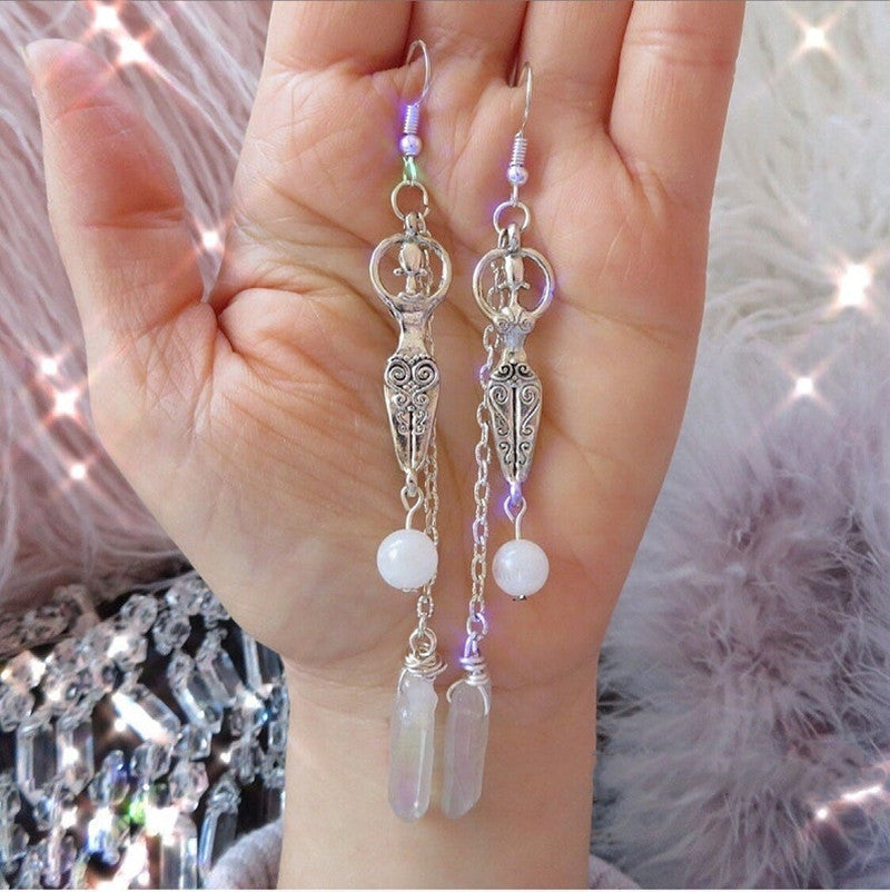 Moonstone And Angel Halo Wrap Earrings For Women