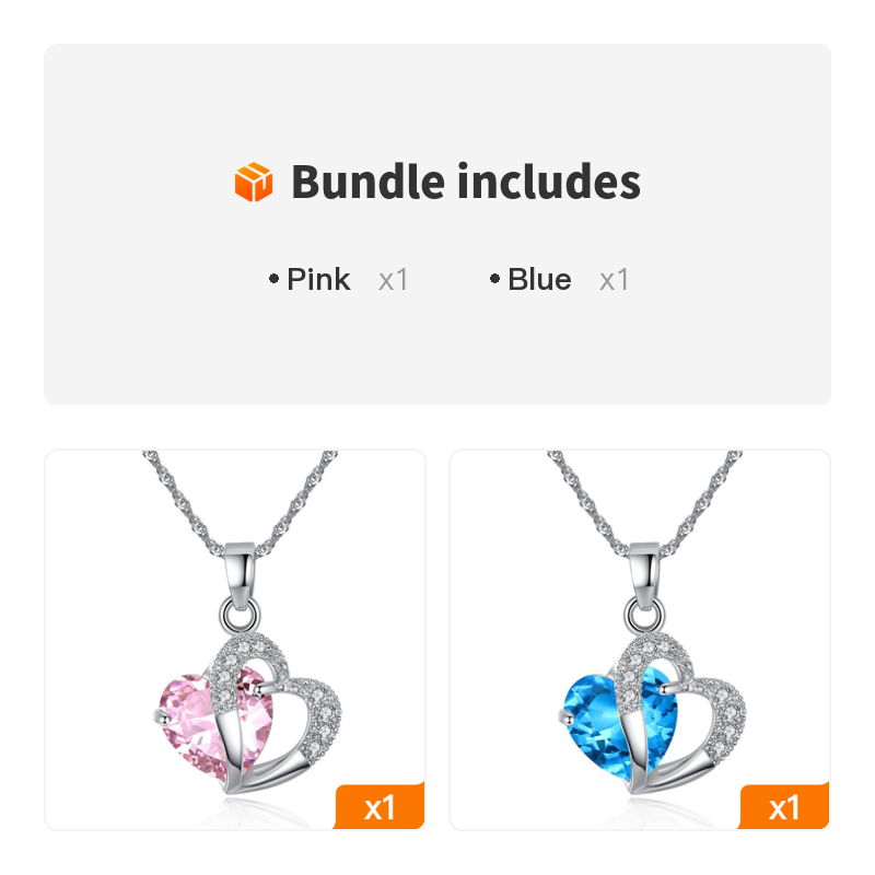 Cubic Zircon Heart Pendant Necklace Heart Shaped Birthstone