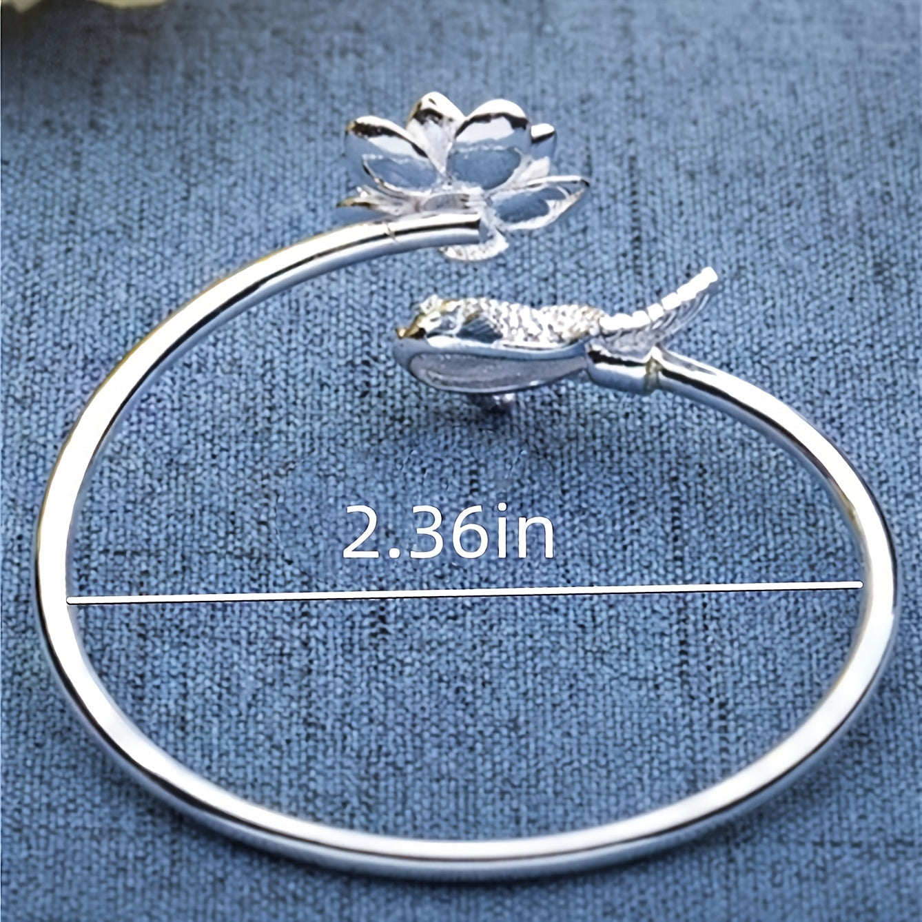 Silver Bracelet Goldfish Lotus Flower Adjustable Bracelet