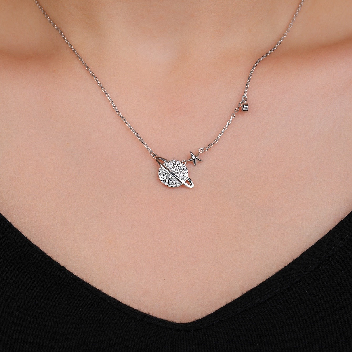 S925 Silver Planet Pendant Necklace