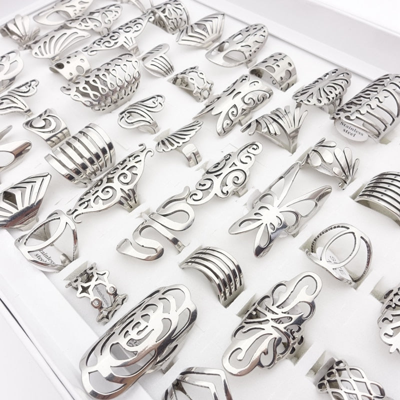 Mix n Match 20pcs Stainless Steel Rings for Women Mixed Styles