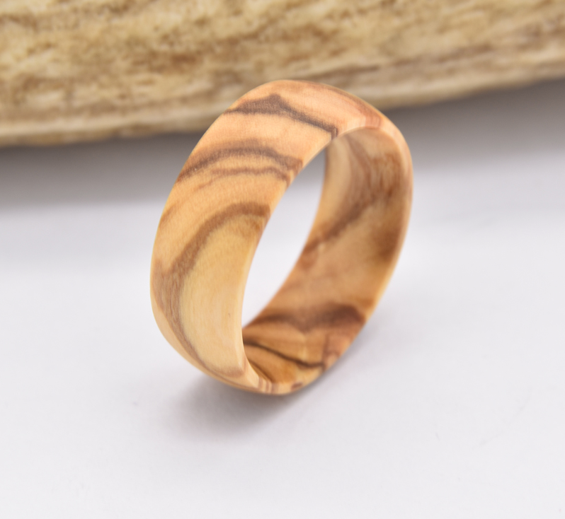 8MM Natural Olive Wood Ring