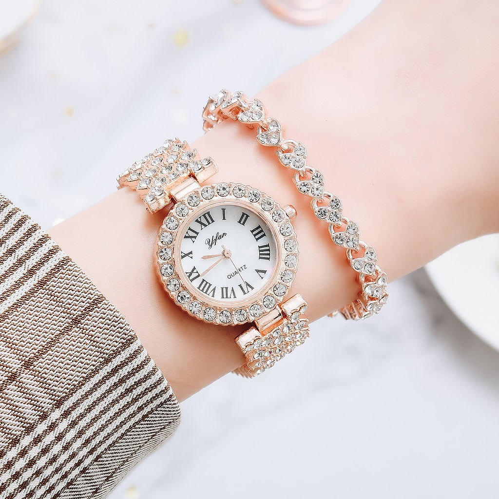 Women Diamond Watch and Bracelet