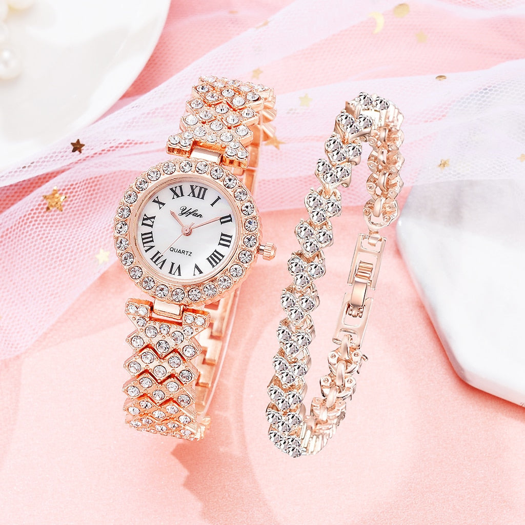 Women Diamond Watch and Bracelet