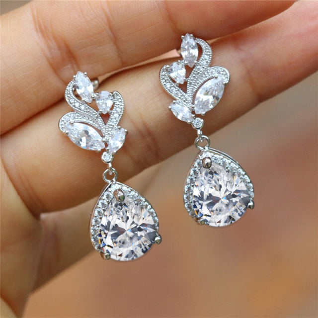 Teardrop Dangle Earrings Inlaid Zircon