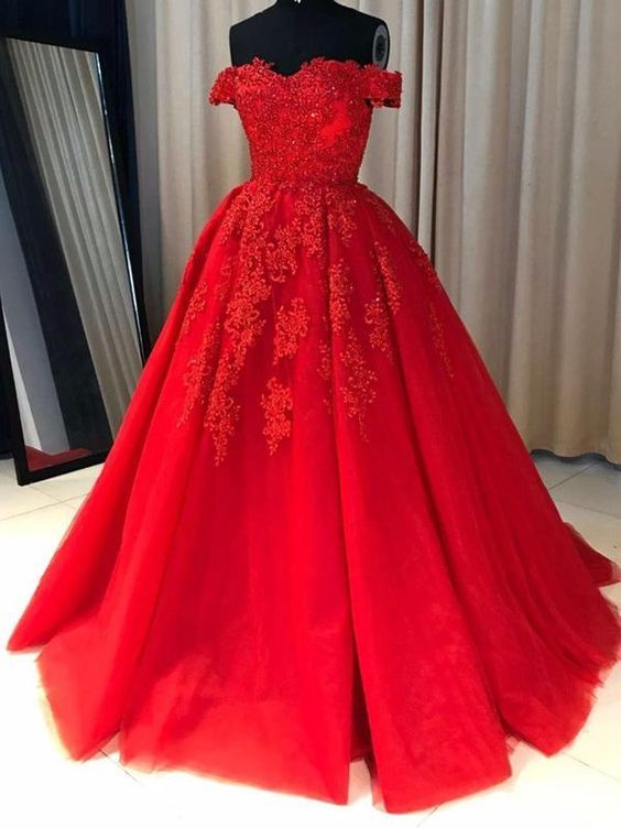 Lace Red Prom Dresses