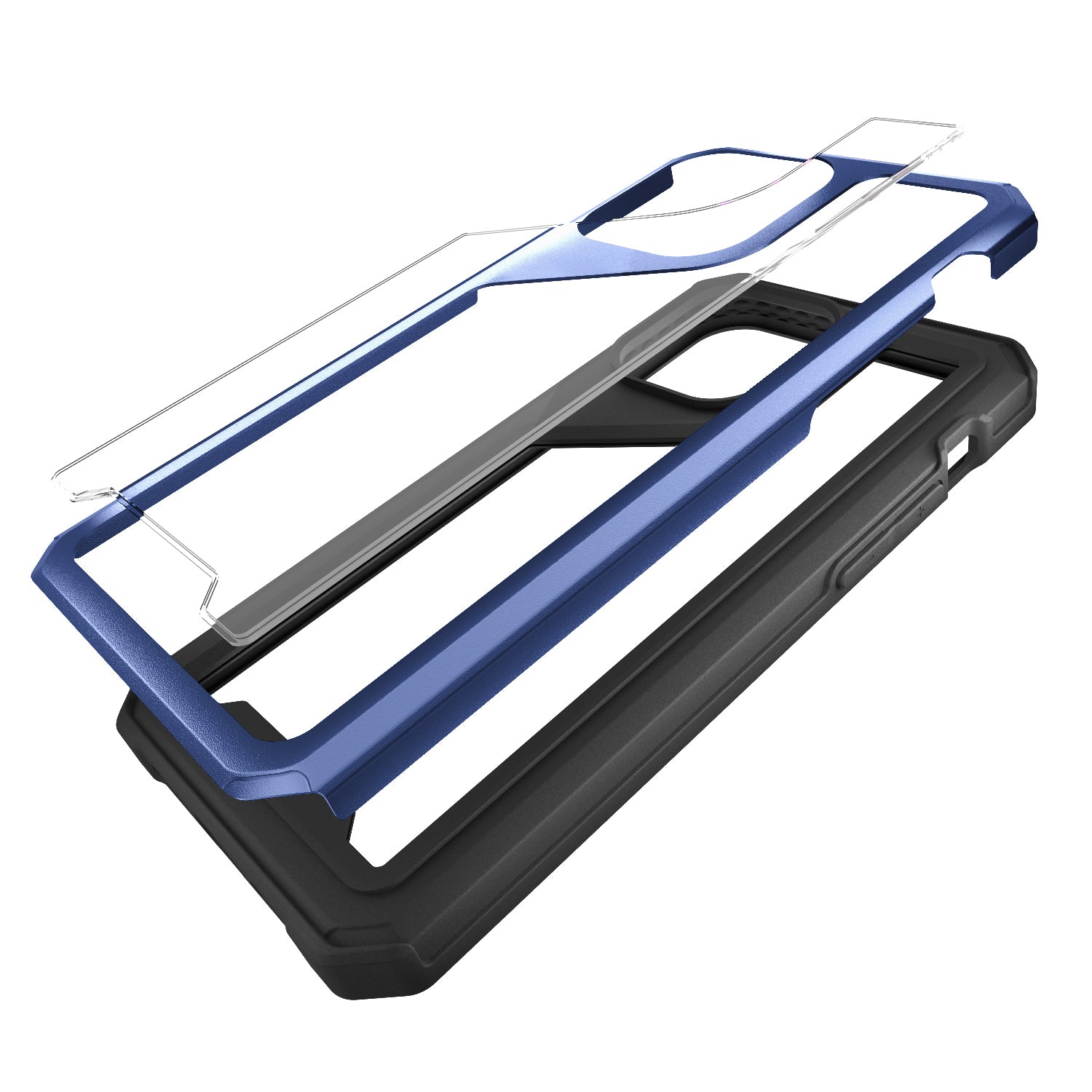 iPhone 11 Aluminum Alloy 2mm Slick Transparent Thick Bumper Frame Hybrid Case Blue