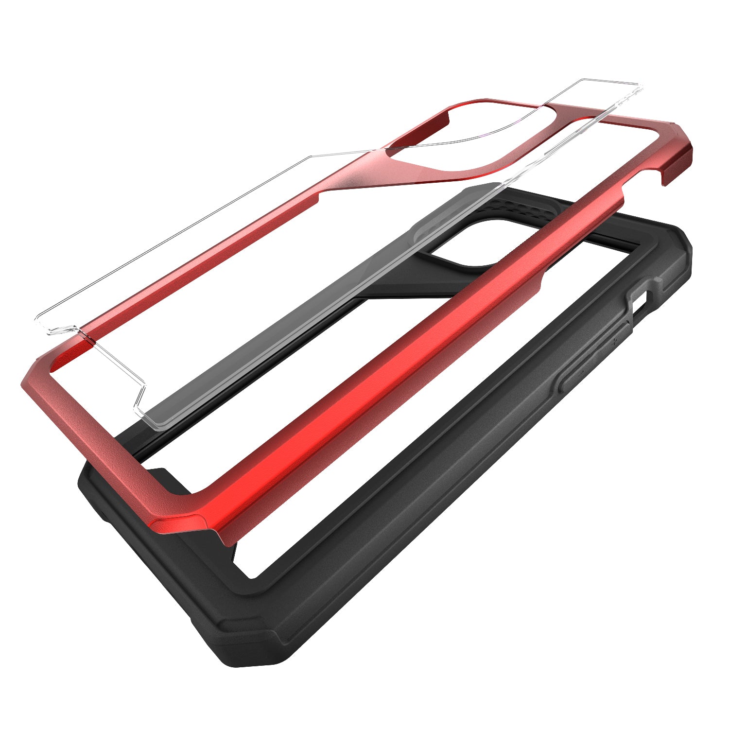 iPhone 11 Aluminum Alloy 2mm Slick Transparent Thick Bumper Frame Hybrid Case Red