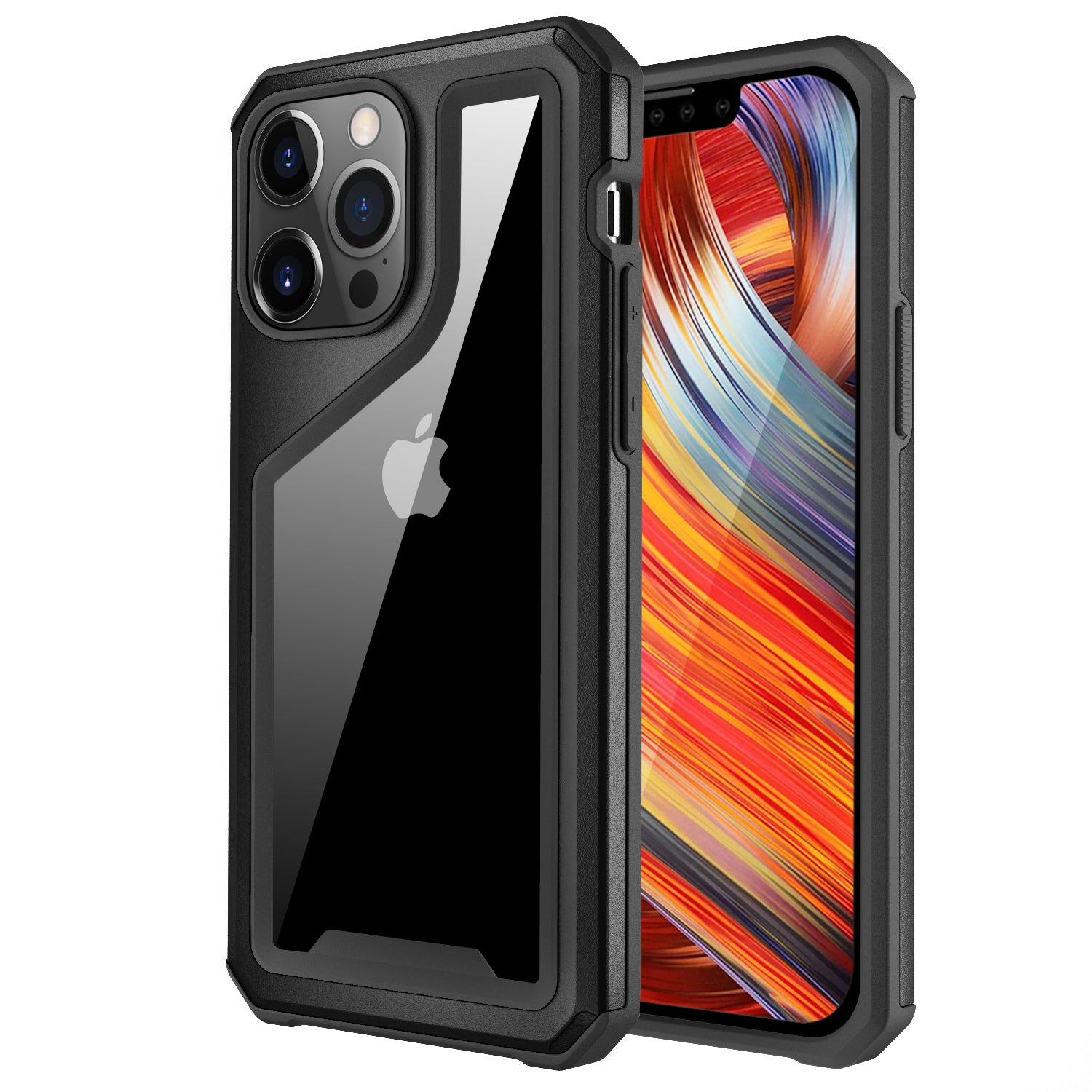 iPhone XR Aluminum Alloy 2mm Slick Transparent Thick Bumper Frame Hybrid Case Black