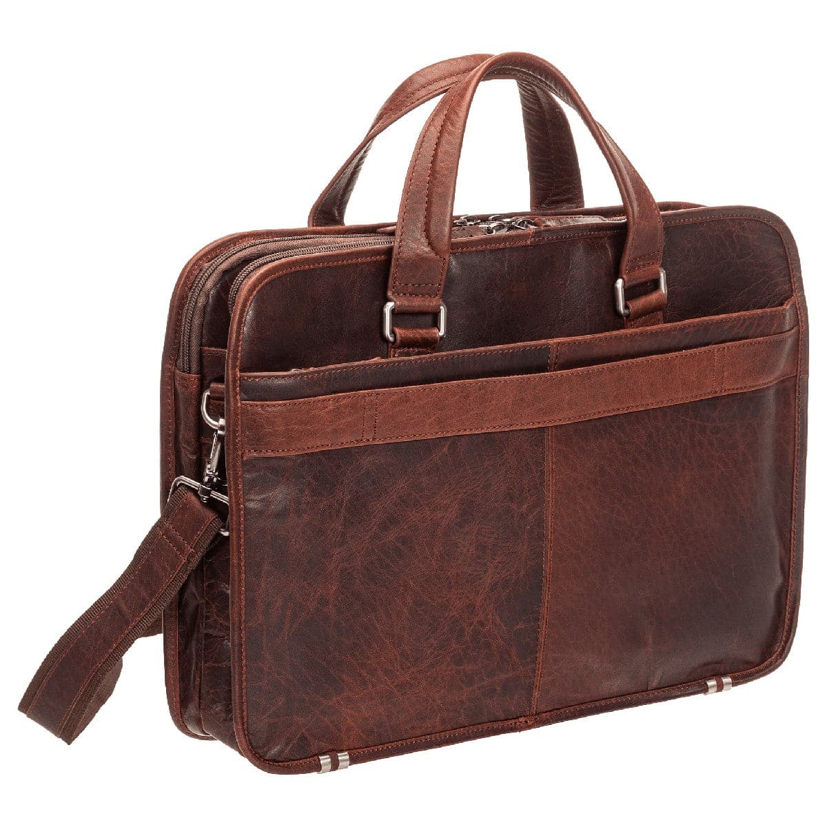 Mancini Buffalo Triple Compartment Briefcase for 15.6