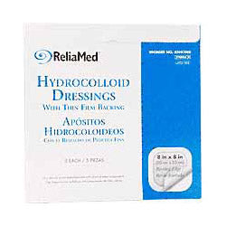 ReliaMed Hydrocolloid Dressing with Film Back and Beveled Edge, Sterile, 8