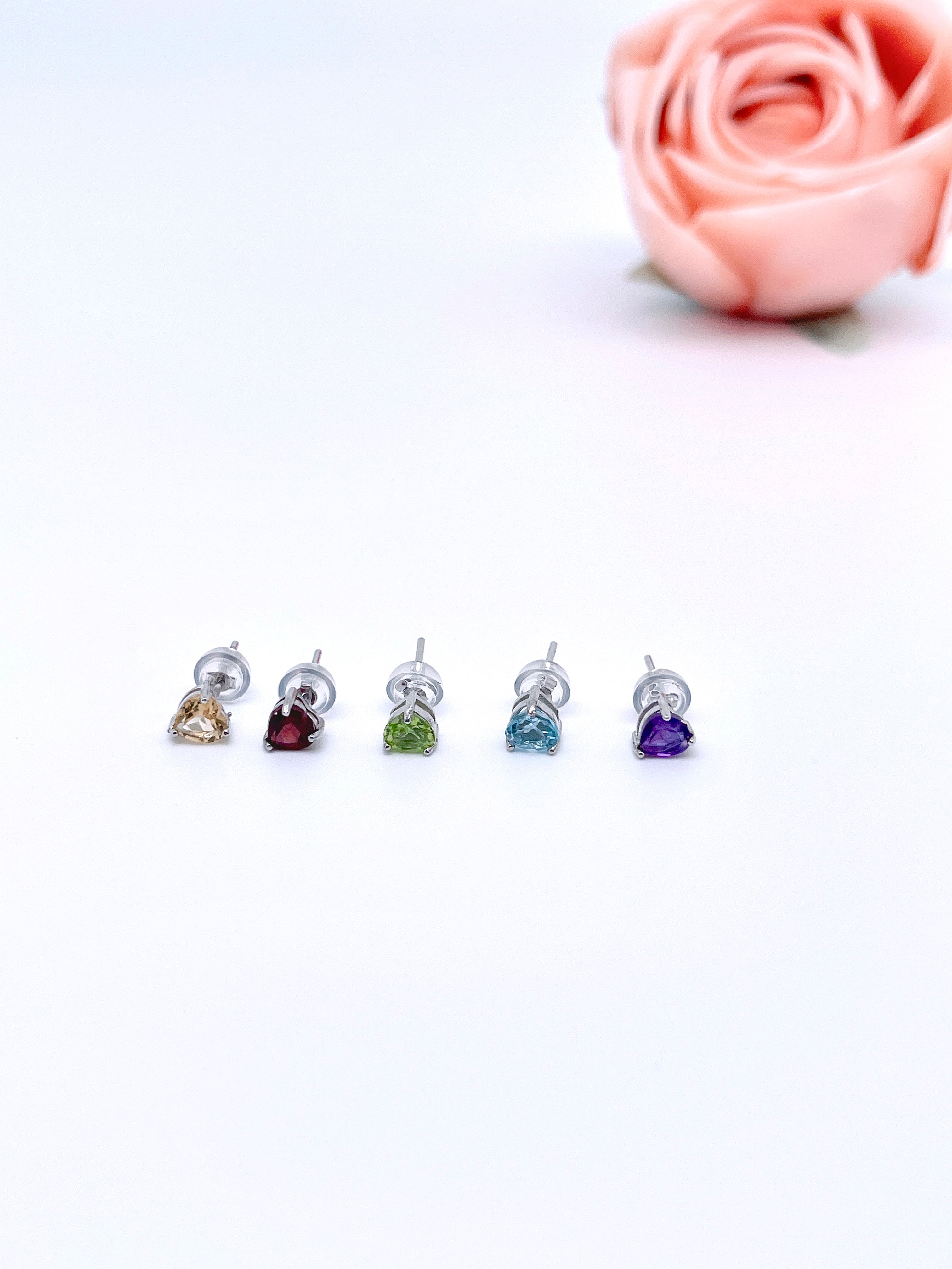 Sweet Heart Gemstone Studs