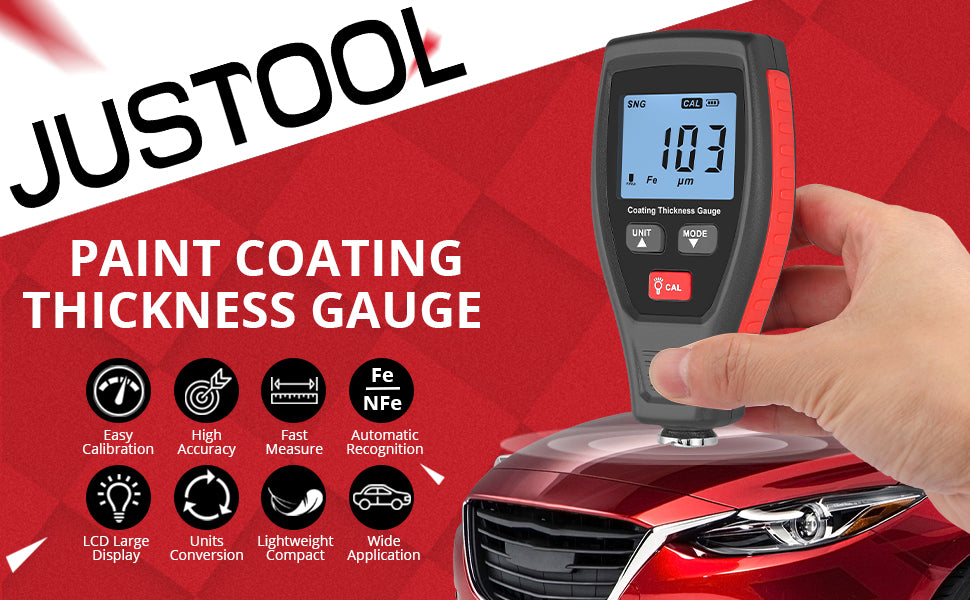 JUSTOOL Car Paint Thickness Gauge Meter