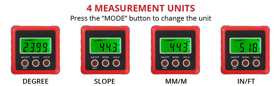 Inclinómetro digital Protractor 4 * 90°, medidor biselado con base