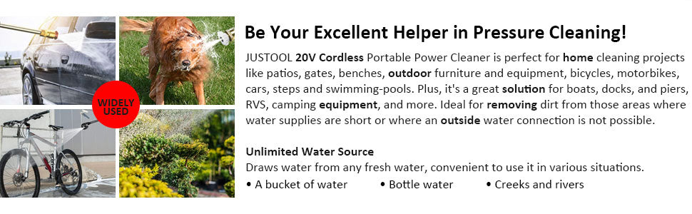 JUSTOOL Cordless 20V 4.0Ah Pressure Washer