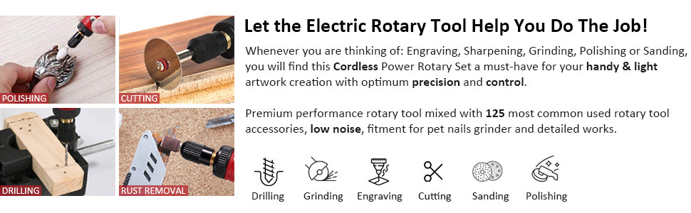 JUSTOOL Power Rotary Tool 5-Speed with 125 Accessories