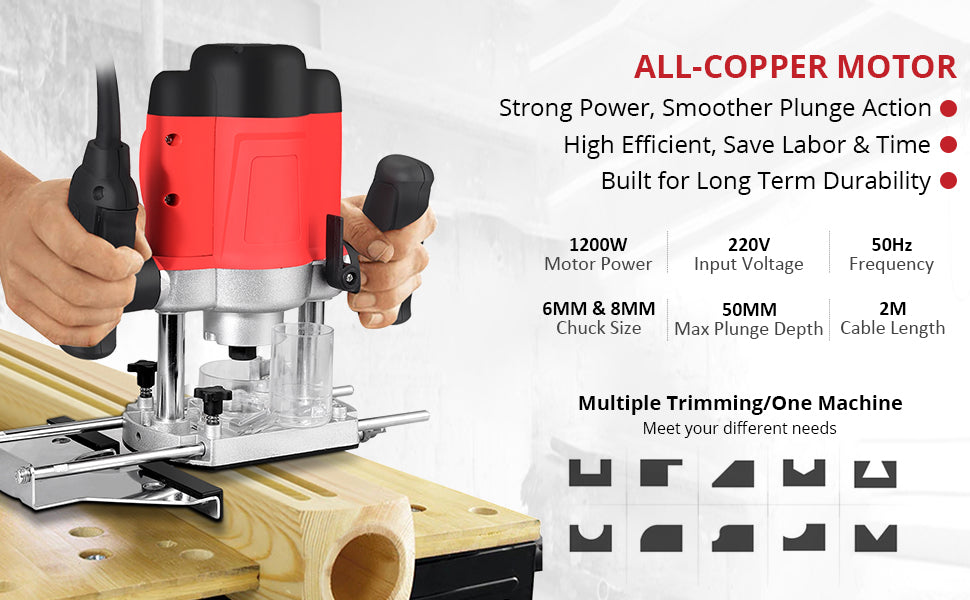 JUSTOOL 220V 1200W Electronic Wood Router Tool Set – justool