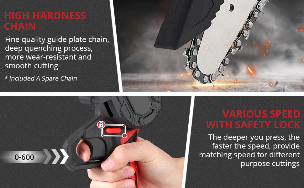 JUSTOOL Chainsaw Mini Power Chainsaw Electric Chain Saw Cordless
