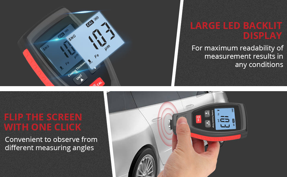 JUSTOOL Car Paint Thickness Gauge Meter