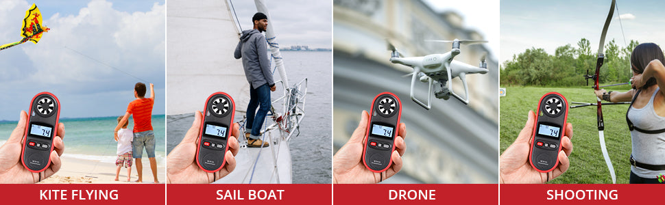 JUSTOOL Digital Anemometer LCD Wind Meter Handheld Wind Speed Gauges Upgraded