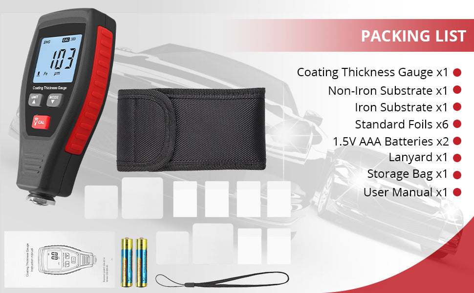 JUSTOOL Car Paint Thickness Gauge Meter