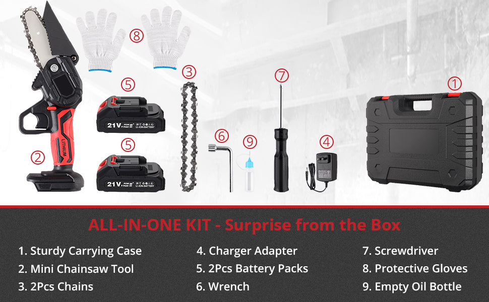 JUSTOOL Chainsaw Mini Power Chainsaw Electric Chain Saw Cordless