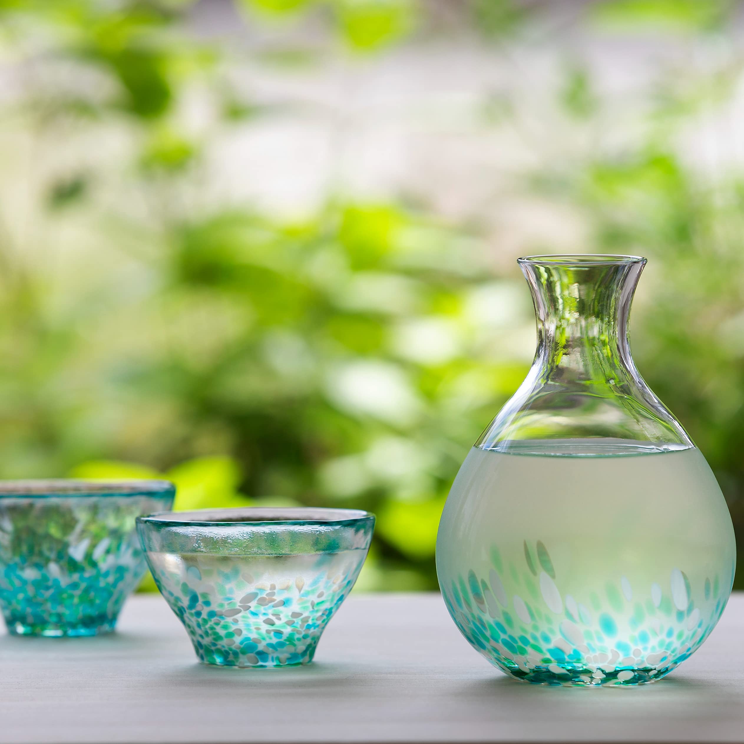 Aderia Blue Mizubasho Sake Set - Authentic Japanese Glassware