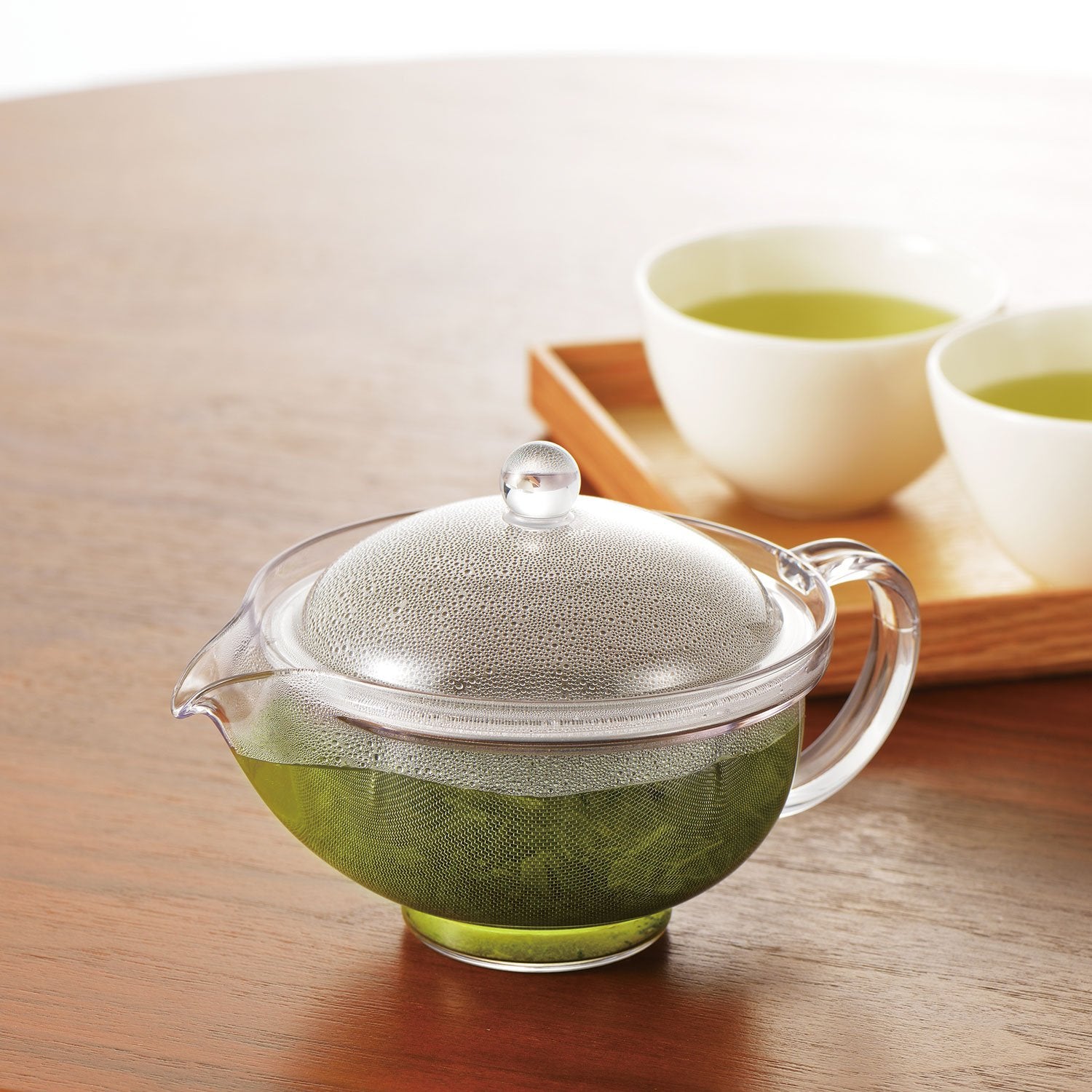 Akebono Sangyo TW-3721 280Ml Steel Mesh Teapot Plastic Transparent Easy Pour Strainer
