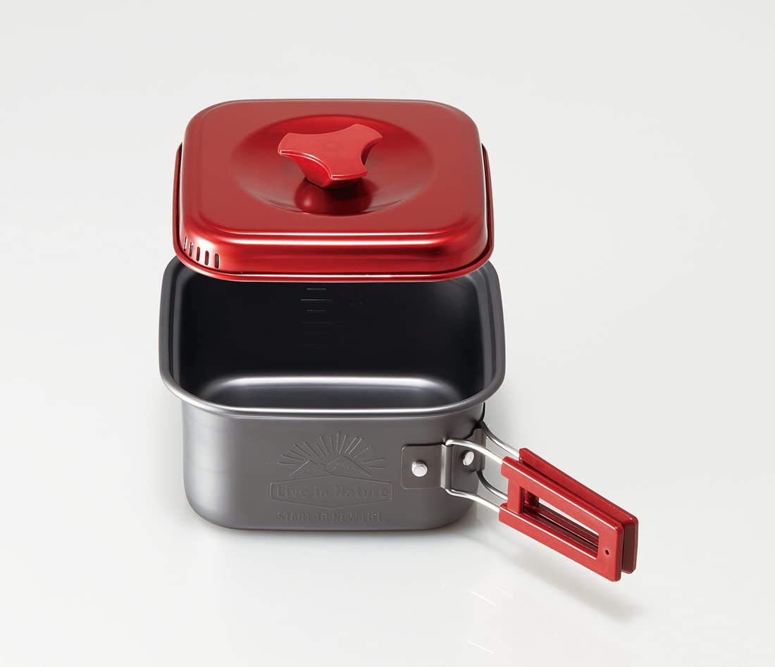 Skater Aluminum Square One Pot Ramen Cooker 1.2L Red Anc1-A