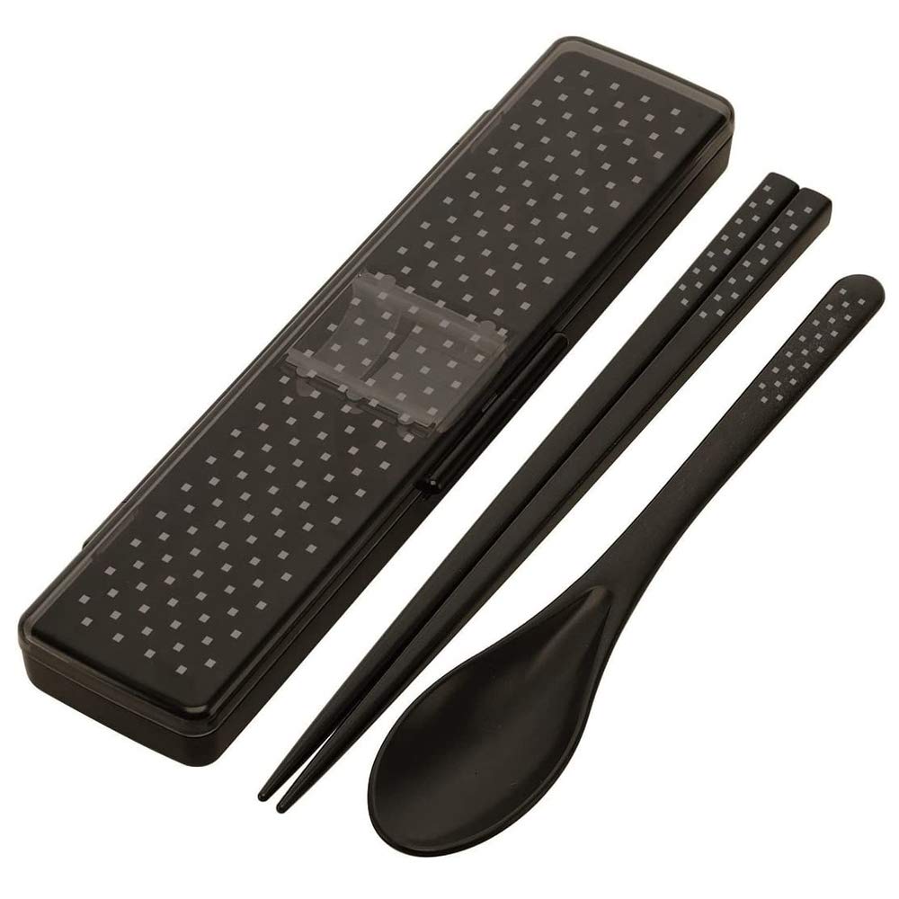 Skater Combi Set 21cm Spoon Chopsticks Black Dot CCS45SA Dishwasher Safe