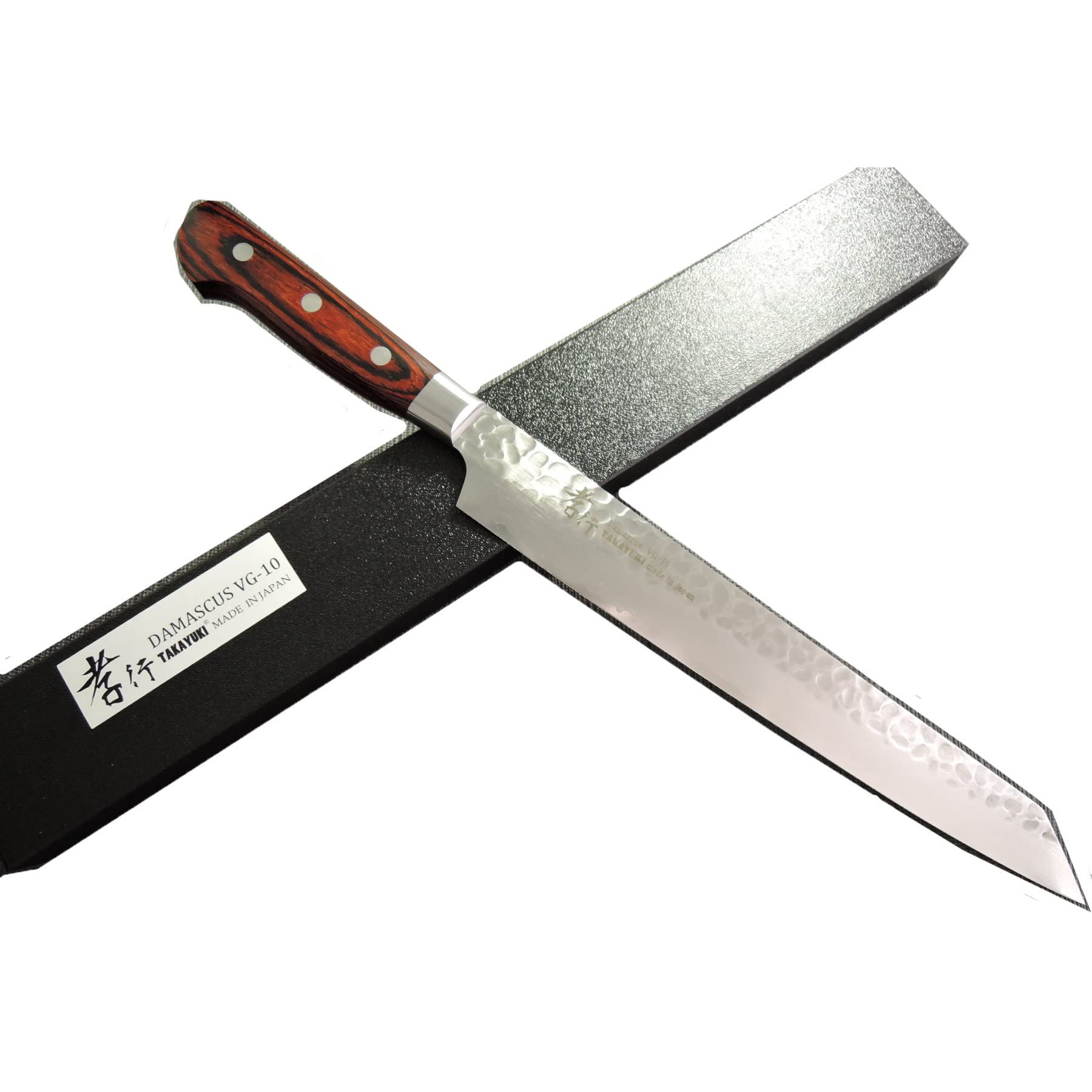 Takayuki Sakai Damascus 33-Layer Knife Yanagi Blade 270mm Black Coating Sheath