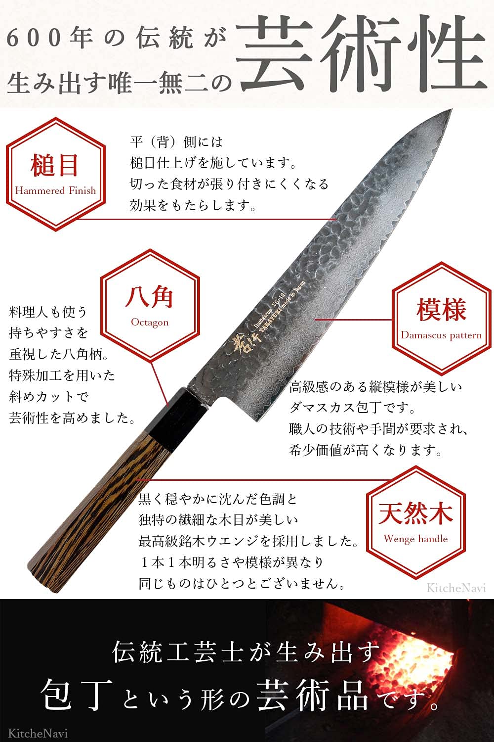 Takayuki Sakai Kitchenavi Damascus Santoku Knife 160mm VG10 33-Layer Wenge Handle W16001