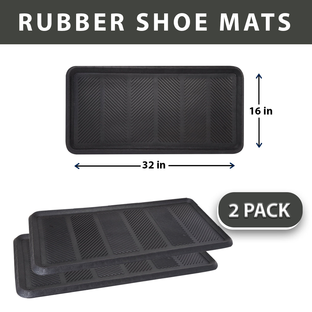 Chevron Rubber Boot Tray All Purpose Floor Tray (2 Pack)