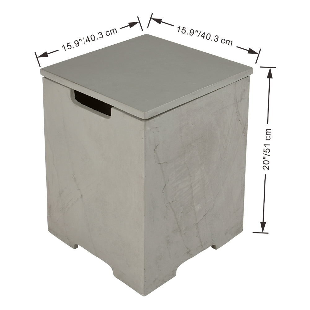 Elementi Plus Square Propane Tank Cover Hideaway Table - Space Grey, 15.9 x 15.9 x 20.5 Inches