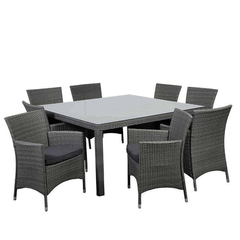 Grand New Liberty Square 9 Piece Patio Dining Set Grey