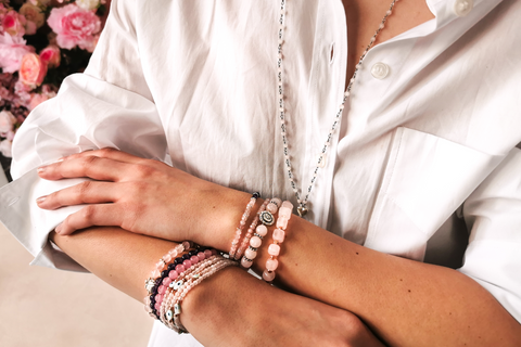 Rose Quartz and Crystal Bracelets | Women's Jewelry | Luxa Wish